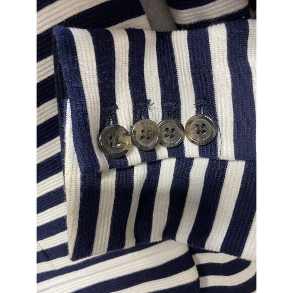 Merona Womens Blazer Knit Blue/White Striped Jacket Front Button Textured Size S - Picture 5 of 6